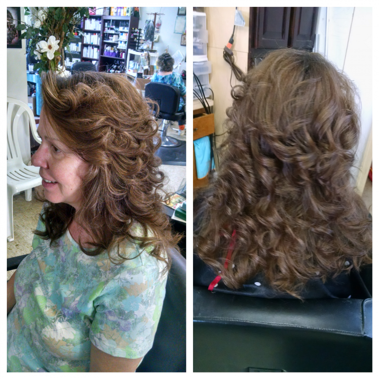 Voluminous curls and volume added through a cut and style