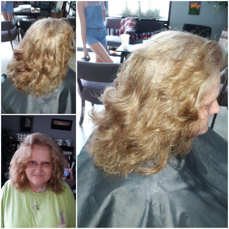 Bright voluminous blonde curls finished with a fresh blowout