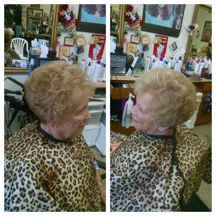 A soft perm adding curl and body, styled and set