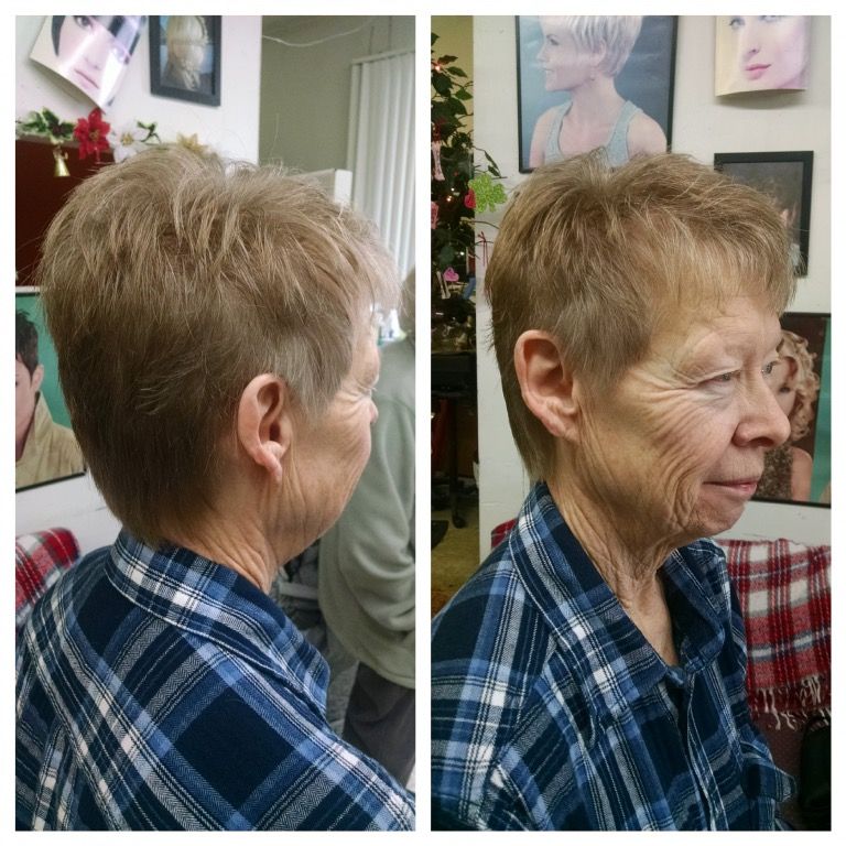 A fresh short cut and style, before and after