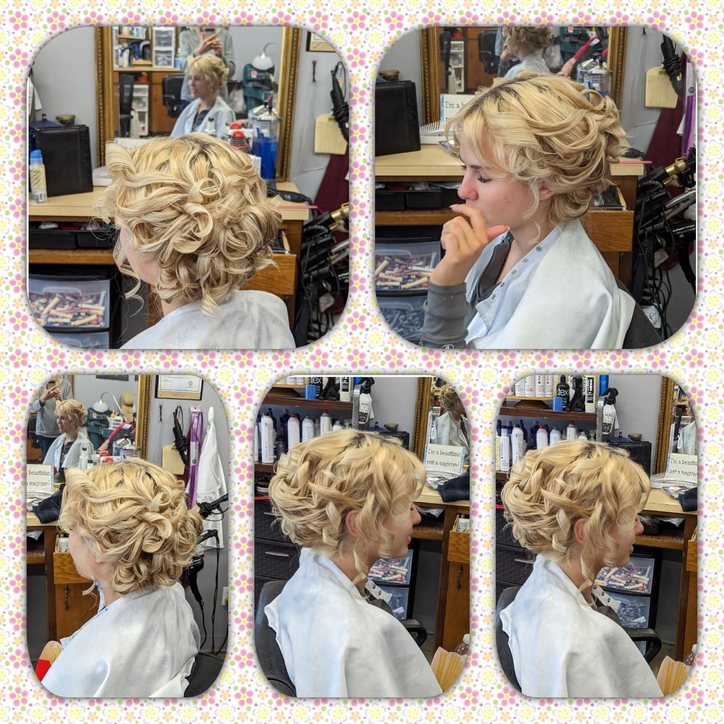 Curled special-occasion up-do styling for prom and weddings
